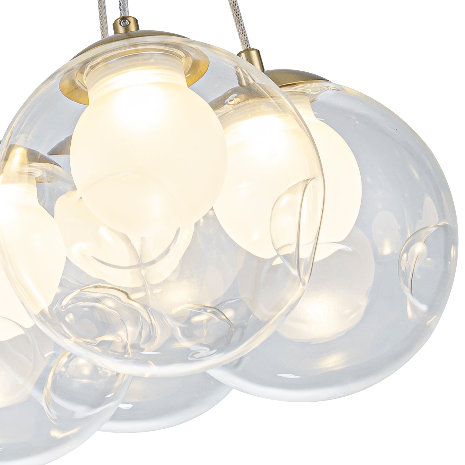 7-Light Modern Gold Sputnik Cluster LED Chandelier with Clear Globe Shades for Living Room