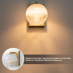 5.9 in. 1-Light Modern Gold Globe Integrated LED Wall Sconce Light with White Glass Shade for Bathroom Hallway