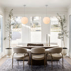 Chrome Modern Globe Hanging Pendant Light with White Bubble Glass Shade for Kitchen Island, Dining