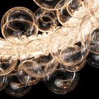 1-Light Gold Modern Round Globe Crystal Integrated LED Chandelier Dimmable Pendant Light with Glass Bubbles