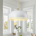 3-Light Gold Iron Semi-Domed Shape Pendant Light with Matte White Metal Shade Hollow Out Design for Living Room