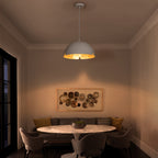 14.96 in. 1-Light Industrial Metal Black/White Dome Pendant Light with Iron Shade for Dining Rooms, Kitchens