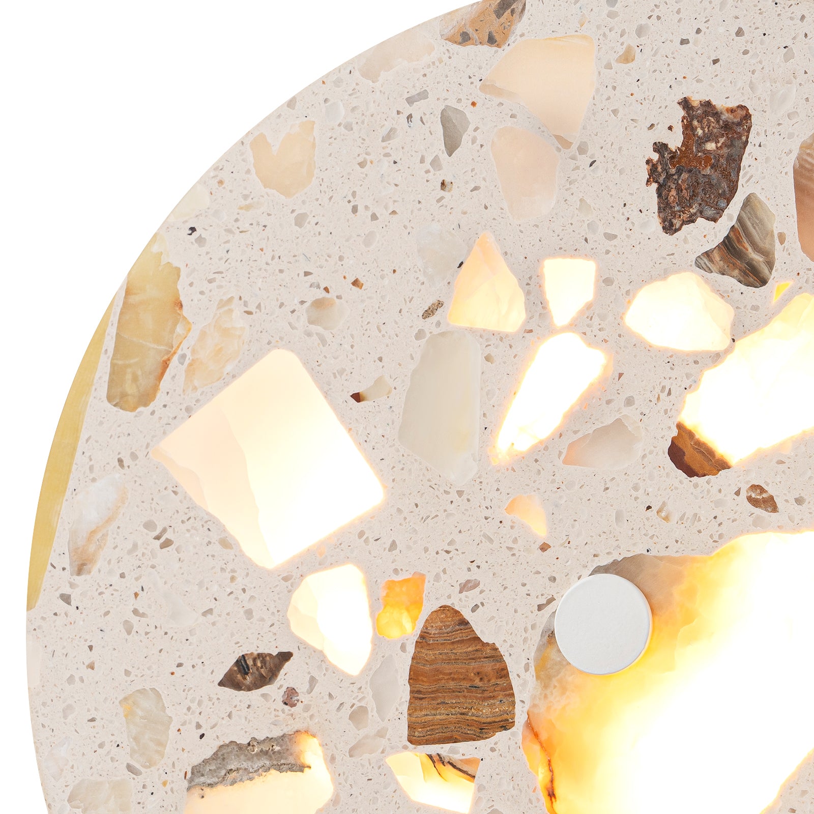 8.07 in. 1-Light Modern Round Dimmable LED Wall Sconce Light with Mable Terrazzo Shade for Bedroom Foyer Hallway