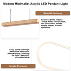 47.24 in. 1-Light Modern Black Linear Integrated LED Pendant Light Fixture with Wood Accent for Kitchen Island