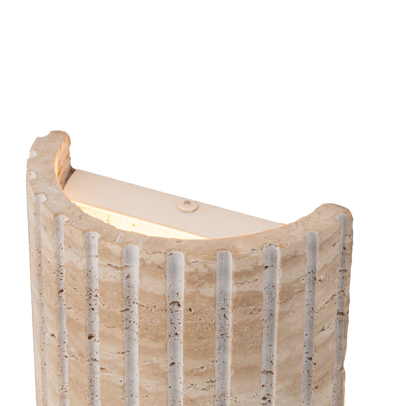 5.11 in. 1-Light Modern Semi-Cylinder Dimmable Travertine Integrated LED Wall Sconce Light for Bedroom Stair