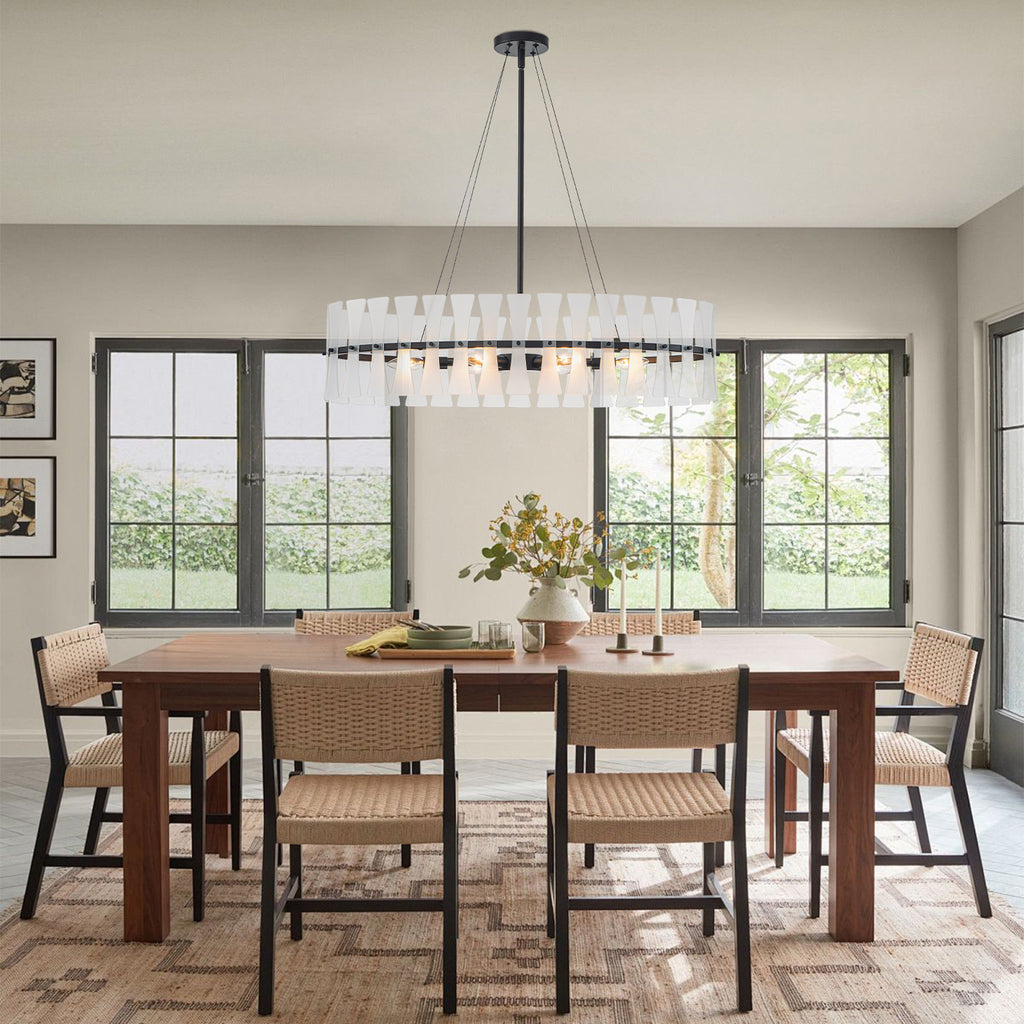 6 Light Oval Chandelier Frosted Dining Room Linear Kitchen Island