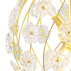 6-Light Modern Metal Gold Globe Cage Chandelier with Glass Flower Shade for Living Room, Dining, Bedroom
