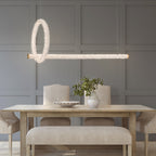 2-Light Modern Luxury Gold Ring & Bar Dimmable Integrated LED Chandelier Pendant Light with Crystal for Dining Room