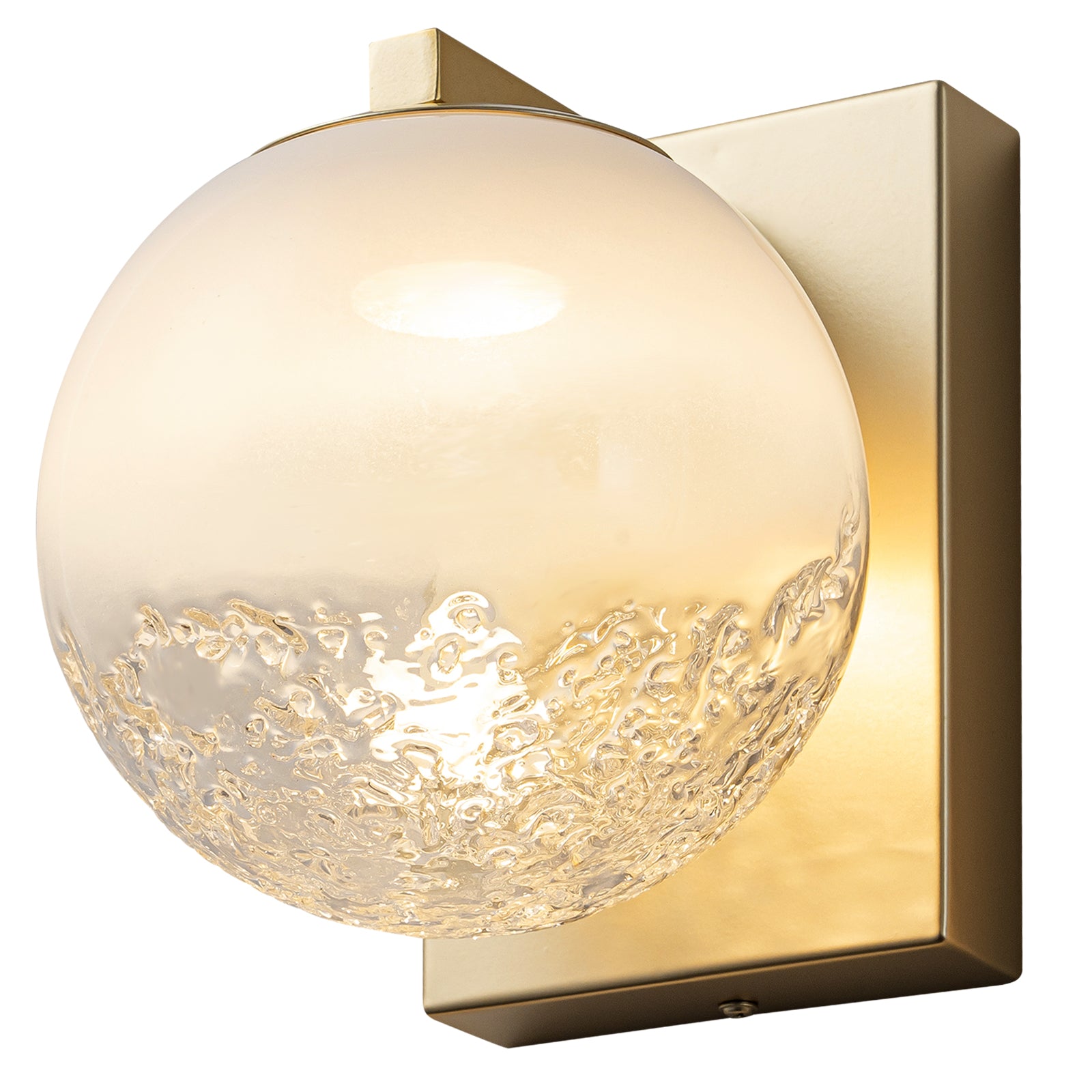 5.9 in. 1-Light Modern Gold Globe Integrated LED Wall Sconce Light with White Glass Shade for Bathroom Hallway