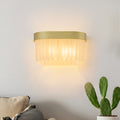 14.37 in. 2-Light Modern Gold Metal Wall Sconce with Frosted Glass Shades
