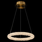 1-Light Modern Gold Metal Ring Crystal Integrated LED Pendant Light Dimmable Chandelier for Dining Room