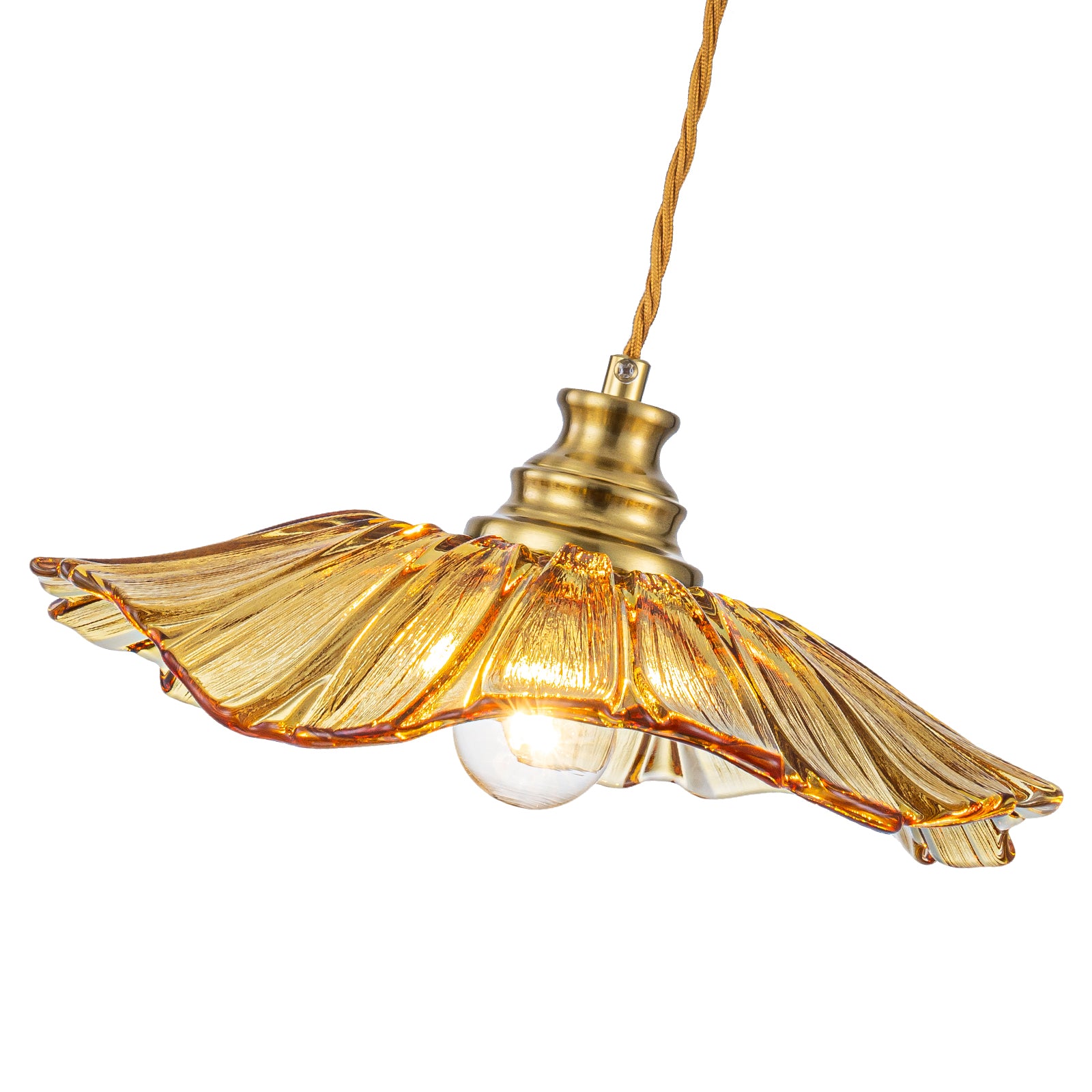 11.02 in. 1-Light Modern Pink Hanging Pendant Light with Flower Shaped Glass Shade for Bedroom, Kitchen Island