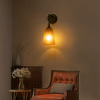 6 in. 1-Light Modern Brass Wall Sconce with Bell Frosted Glass Shade for Bedroom, Living Room, Hallway