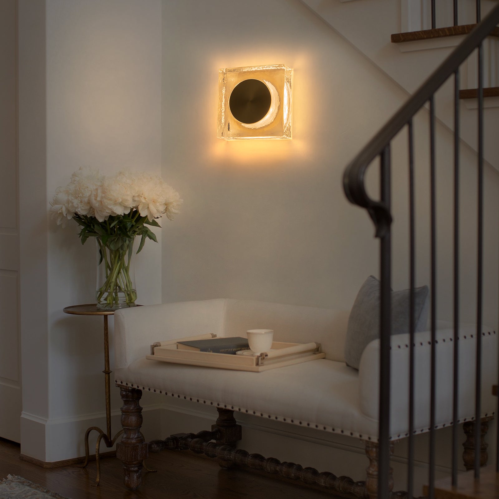 7.48 in. Modern Brass Square Dimmable Integrated LED Wall Sconce Clear Glass Bathroom Vanity Light
