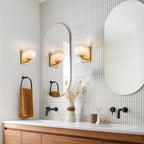 5.9 in. 1-Light Modern Gold Globe Integrated LED Wall Sconce Light with White Glass Shade for Bathroom Hallway