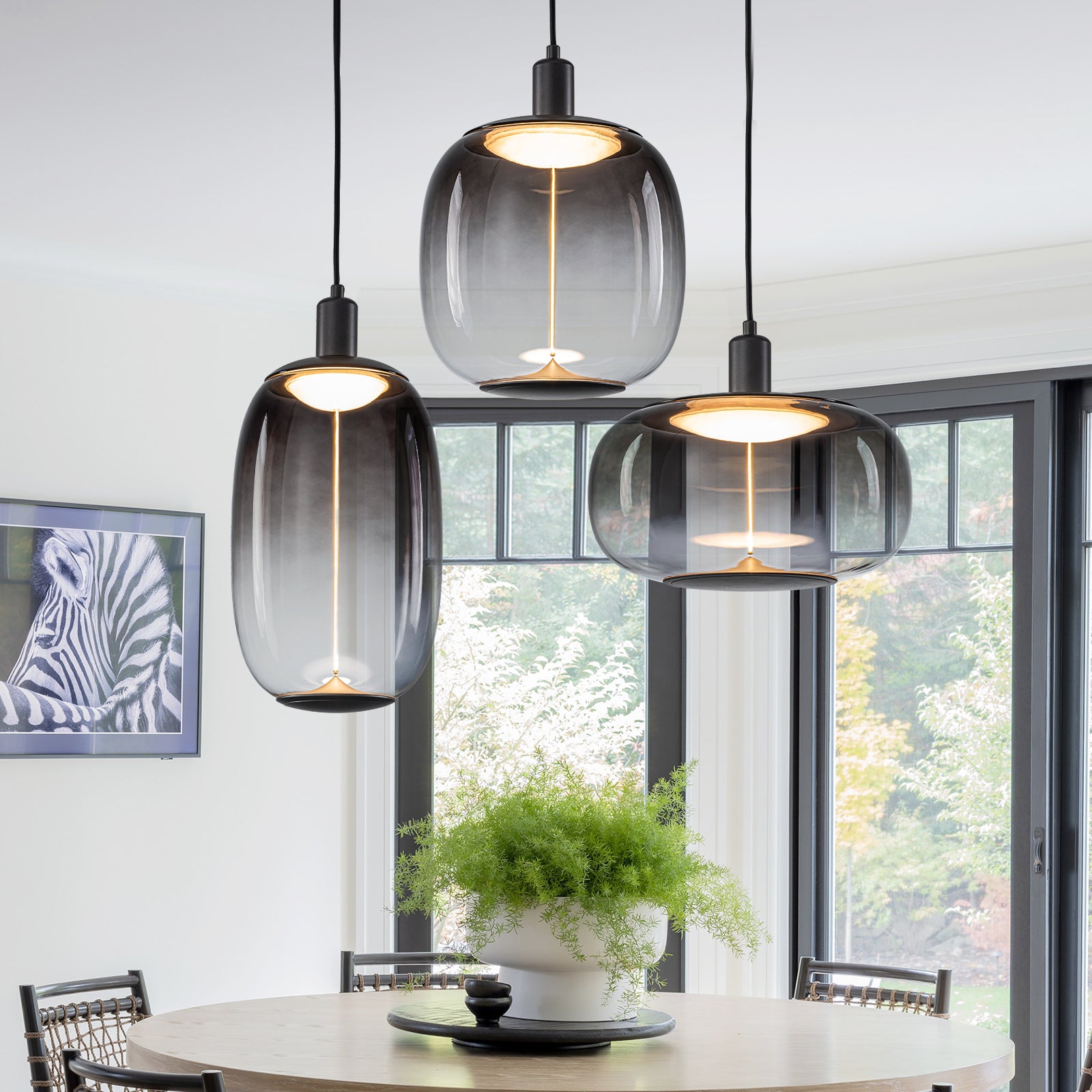 10-Watt 1-Light Modern Dimmable Integrated LED Pendant Light with Drum Shade for Kitchen Island
