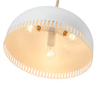 3-Light Gold Iron Semi-Domed Shape Pendant Light with Matte White Metal Shade Hollow Out Design for Living Room