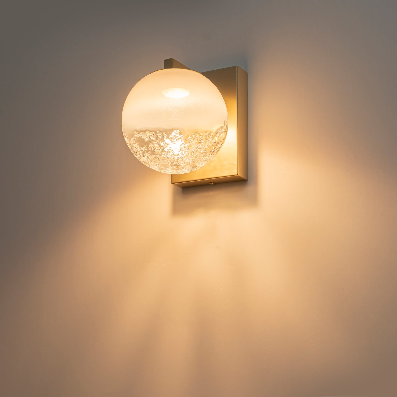 5.9 in. 1-Light Modern Gold Globe Integrated LED Wall Sconce Light with White Glass Shade for Bathroom Hallway