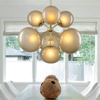 4/7-Light Mid-Century Modern Gold Cluster Chandelier with Coffee Globe Glass Shades