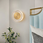 7.48 in. Modern Brass Round Dimmable Integrated LED Wall Sconce Clear Glass Bathroom Vanity Light