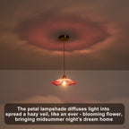 11.02 in. 1-Light Modern Pink Hanging Pendant Light with Flower Shaped Glass Shade for Bedroom, Kitchen Island