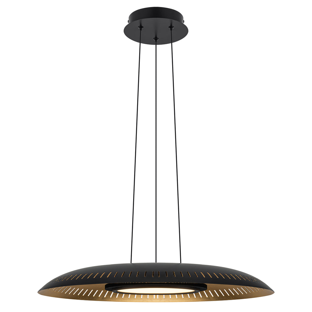 24-Watt 1 Light Modern Black Dome Dimmable LED Pendant Light Chandelier with Metal Shade for Dining Room, Kitchen Island
