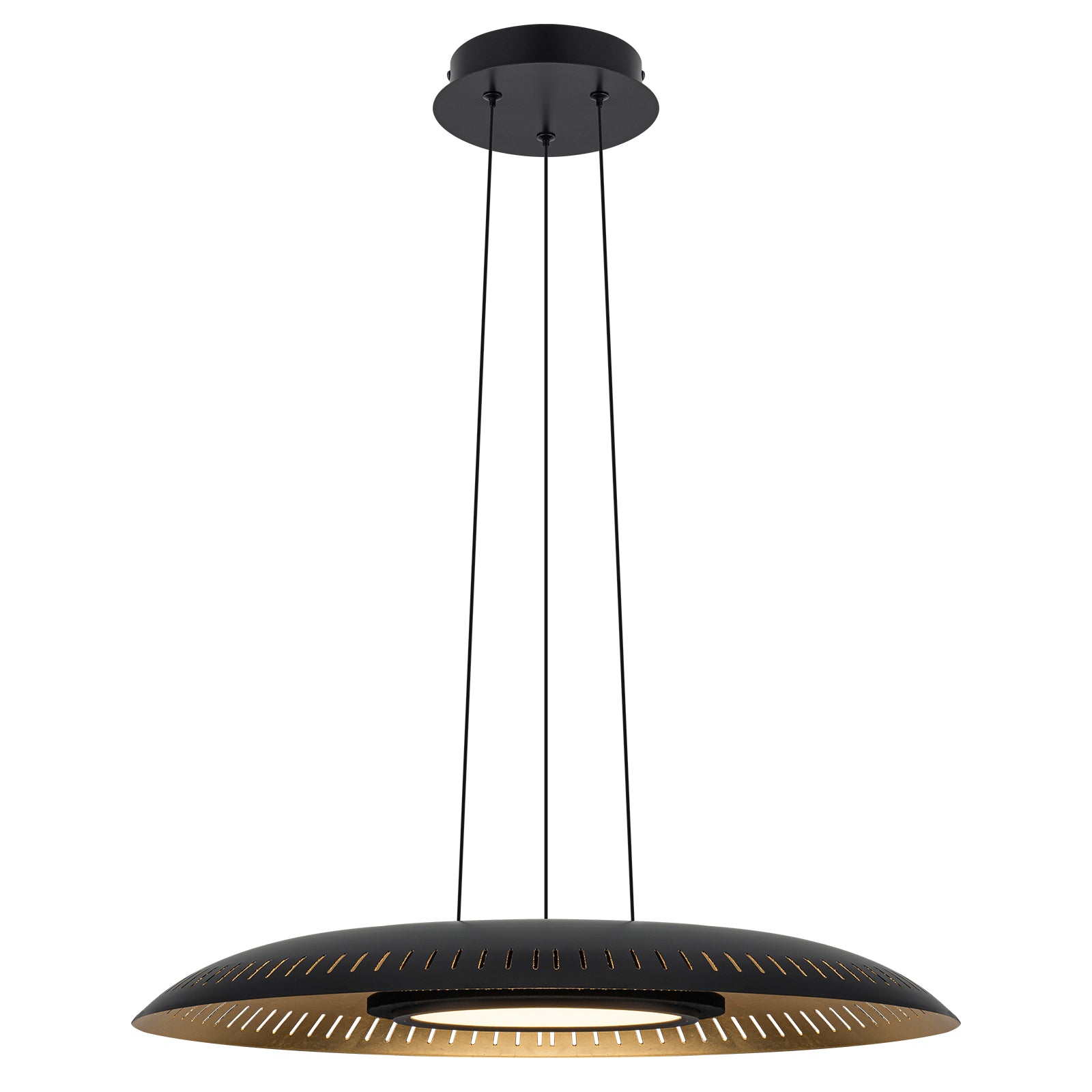 24-Watt 1 Light Modern Black Dome Dimmable LED Pendant Light Chandelier with Metal Shade for Dining Room, Kitchen Island