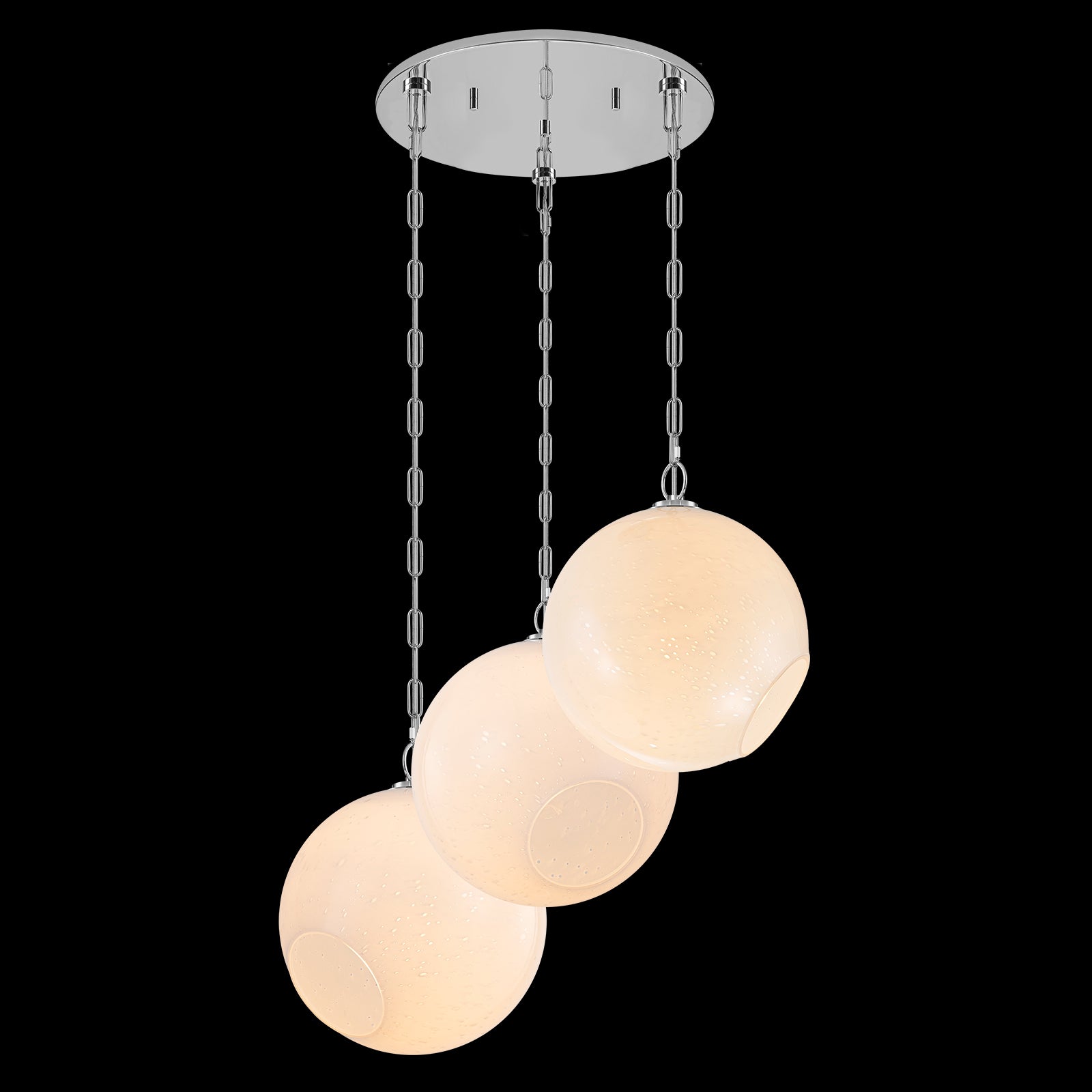 Chrome Modern Globe Hanging Pendant Light with White Bubble Glass Shade for Kitchen Island, Dining