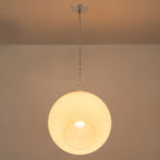 Chrome Modern Globe Hanging Pendant Light with White Bubble Glass Shade for Kitchen Island, Dining