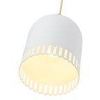 1-Light Gold Iron Semi-Domed Shape Pendant Light with Matte White Metal Shade Hollow Out Design for Living Room