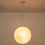 Chrome Modern Globe Hanging Pendant Light with White Bubble Glass Shade for Kitchen Island, Dining