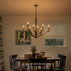 41 in. 8-Light Matte Black Traditional Candlestick Chandelier Modern Linear Candle Pendant Light