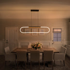 47.24 in. 1-Light Modern Black Linear Integrated LED Pendant Light Fixture with Wood Accent for Kitchen Island
