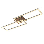2-Light 40.55 in. Modern Black and Wood Dimmable Integrated LED Flush Mount Ceiling Light