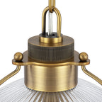 1-Light Industrial Brass Metal Dome Pendant Light with Clear Glass Shade for Kitchen Island, Dining Room