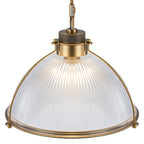 1-Light Industrial Brass Metal Dome Pendant Light with Clear Glass Shade for Kitchen Island, Dining Room