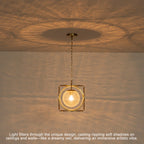 11.5 in. 1-Light Modern Copper Metal Pendant Light with Clear Crackle Globe Glass Shade for Kitchen Island, Dining Room