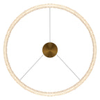 1-Light Modern Gold Metal Ring Crystal Integrated LED Pendant Light Dimmable Chandelier for Dining Room