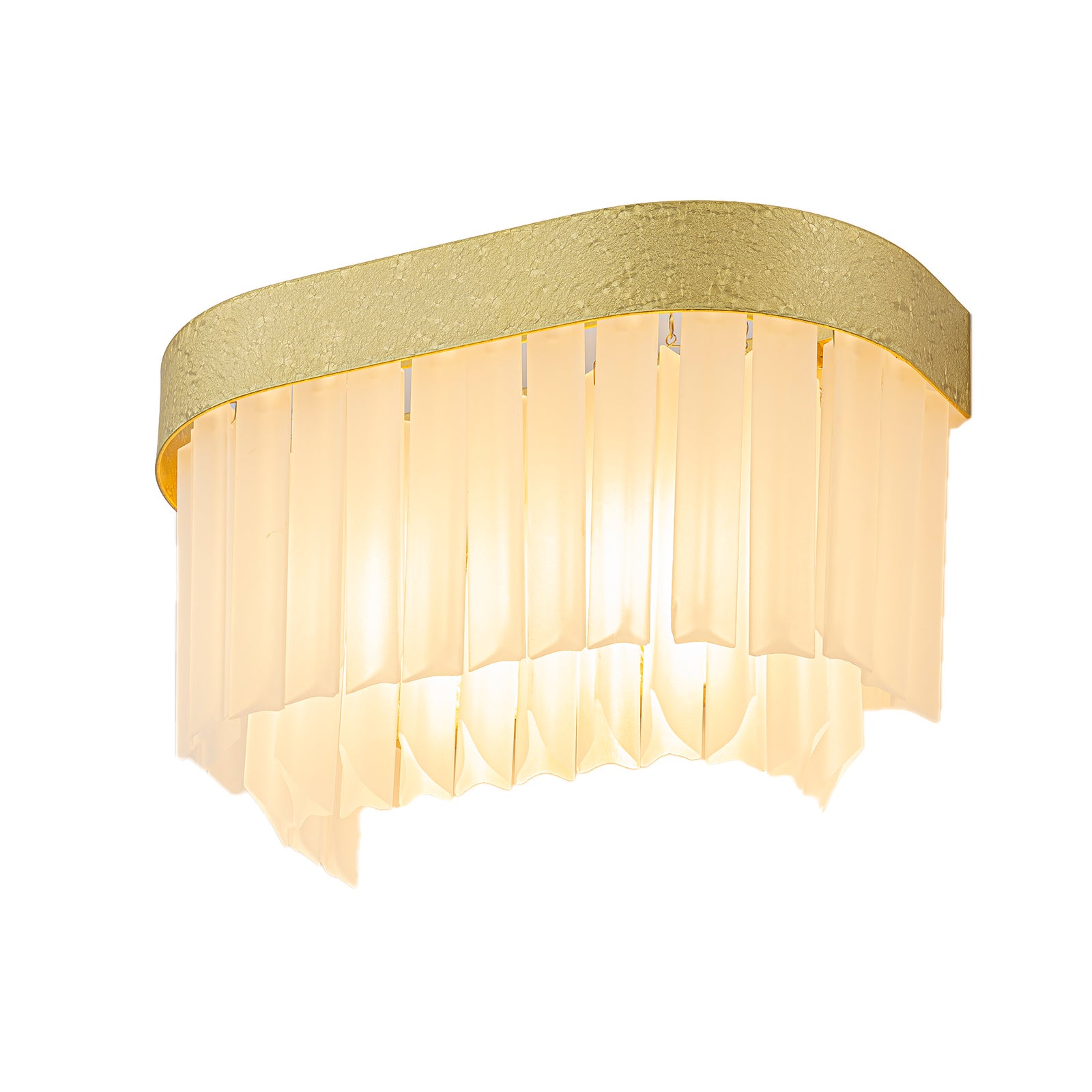 14.37 in. 2-Light Modern Gold Metal Wall Sconce with Frosted Glass Shades