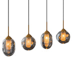 38.6 in. 4-Light Modern Black Linear Pendant Light with 2-Tier Glass Shades for Kitchen Island
