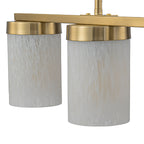 28.94 in. 4-Light Modern Copper Metal Linear Chandelier Island Pendant Light with Cylinder Glass Shades for Dining Room