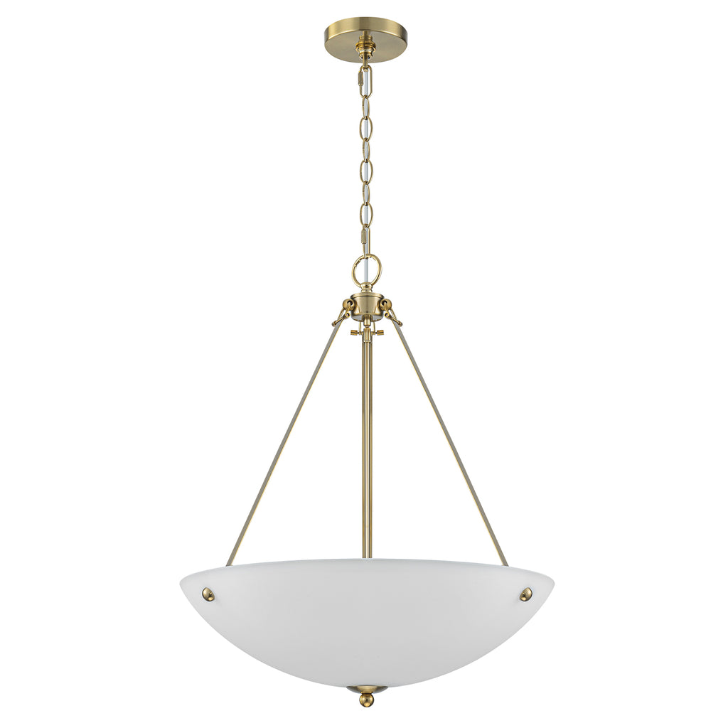 19.69 in. 4-Light Modern Farmhouse Gold Metal Bowl Island Pendant Light with White Glass Shade for Kitchen