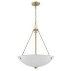 19.69 in. 4-Light Modern Farmhouse Gold Metal Bowl Island Pendant Light with White Glass Shade for Kitchen