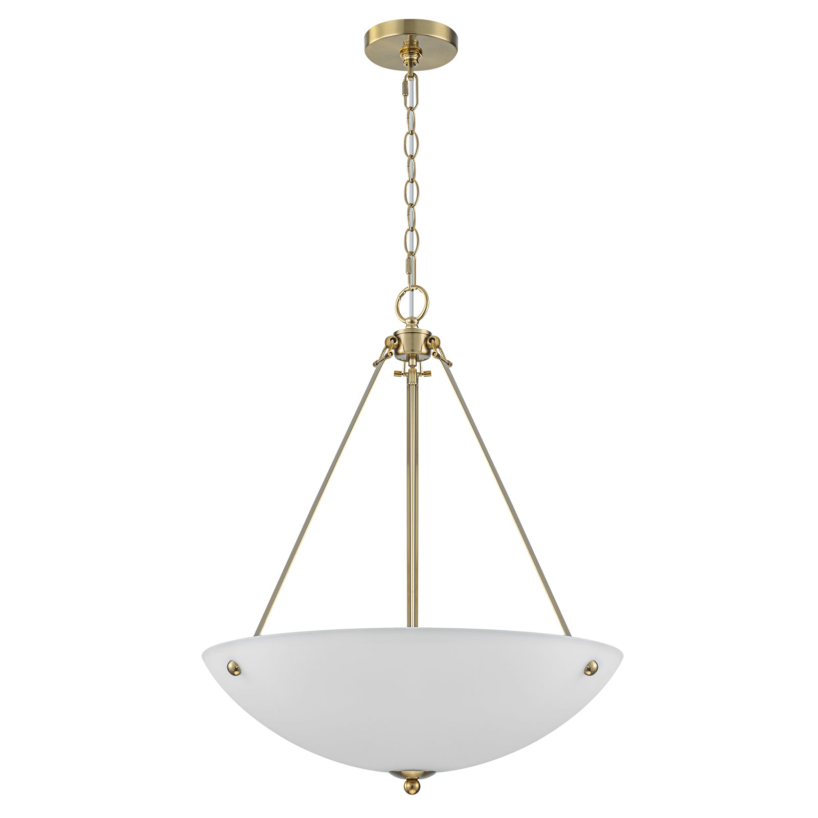 19.69 in. 4-Light Modern Farmhouse Gold Metal Bowl Island Pendant Light with White Glass Shade for Kitchen