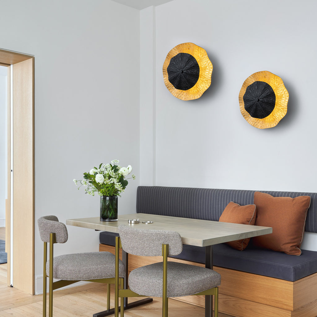 11.41 in. 13-Watt Matte Black and Gold Foil Round Dimmable Integrated LED Wall Sconce for Corridor