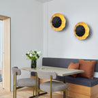 11.41 in. 13-Watt Matte Black and Gold Foil Round Dimmable Integrated LED Wall Sconce for Corridor