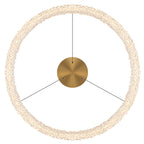 1-Light Modern Gold Metal Ring Crystal Integrated LED Pendant Light Dimmable Chandelier for Dining Room