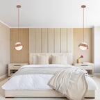 10.63 in. 1-Light Wooden Globe Hanging Pendant Light with White Glass Shade for Kitchen Island, Bedroom