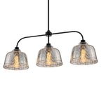 39 in. 3-Light Modern Matte Black Linear Chandelier with Textured Glass Shades for Kitchen Island