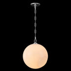 Chrome Modern Globe Hanging Pendant Light with White Bubble Glass Shade for Kitchen Island, Dining